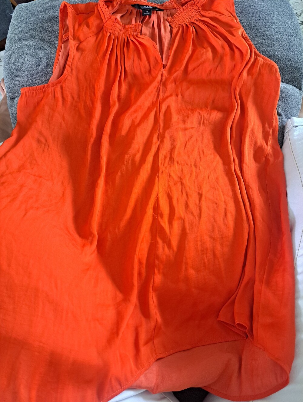 Simply Vera Vera Wang Orange Pleated Neck Blouse